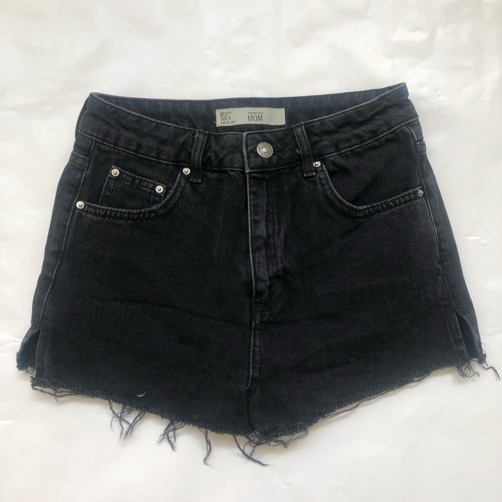 TOPSHOP High Waisted Mom Jean Shorts